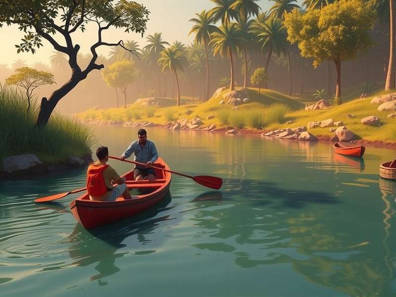 Exploring the Ganges in Ganges Scout Ganges Scout game screenshot showing river exploration